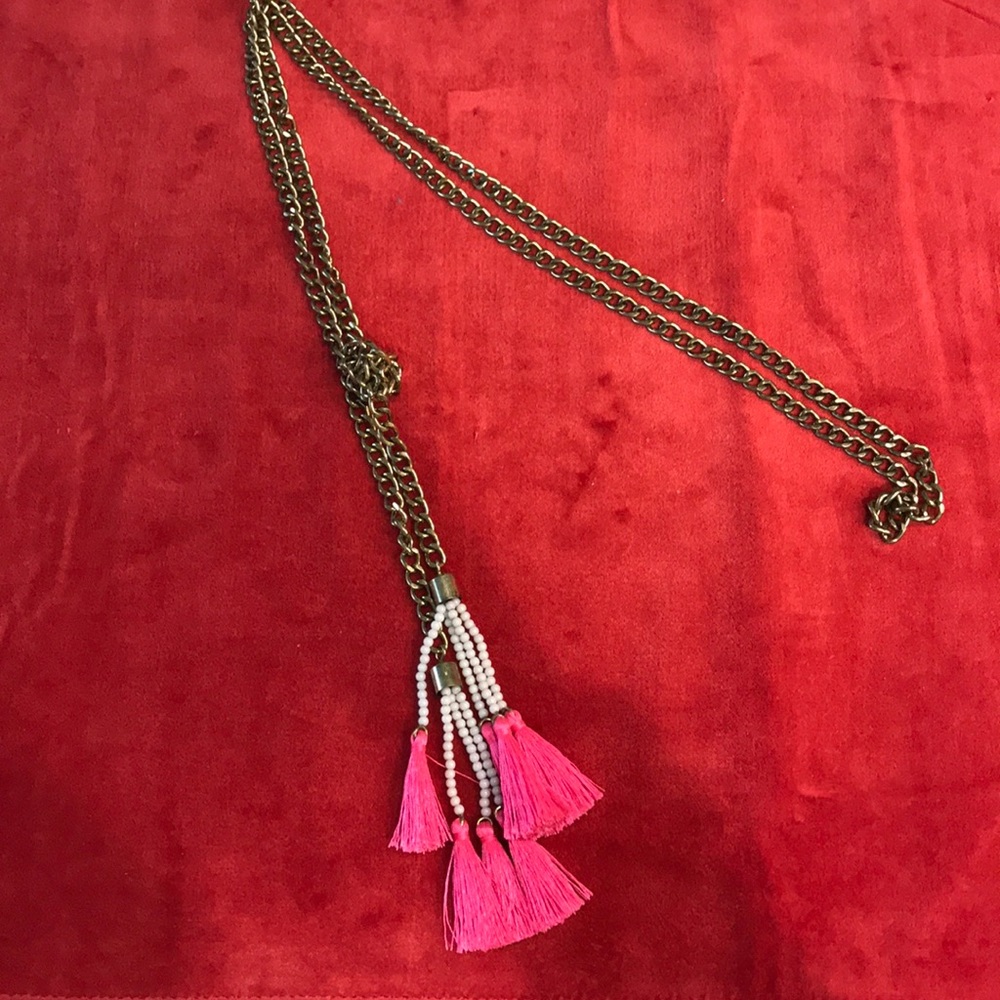 Bauble bar long pendant chain with tassels